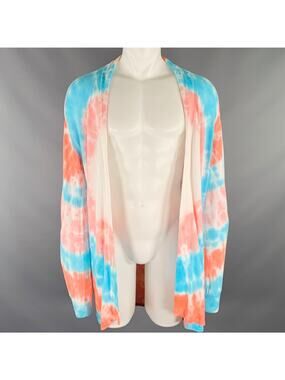 BAJA EAST Size S Pink Blue Tie Dye Pima Cotton Open Front Cardigan